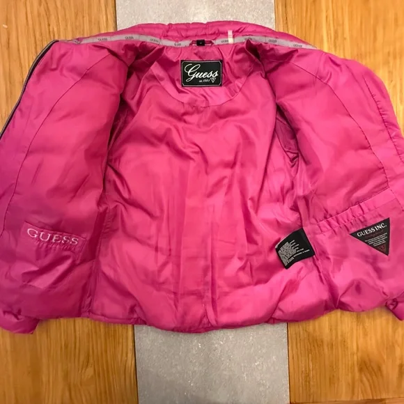 GUESS Puffer Jacket Purple Magenta Quilted Down Blend Puffer Coat Women Med - Picture 6 of 16